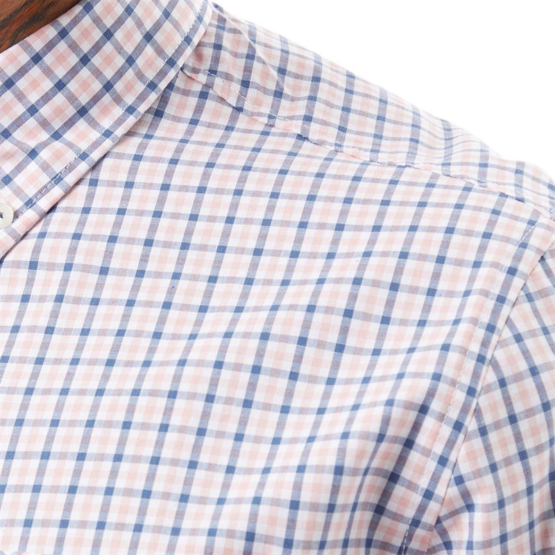 Ben Sherman Mens Col House Check Long Sleeve Shirt Light Pink