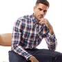 Ben Sherman Mens Large Checked Long Sleeve Shirt Terracotta