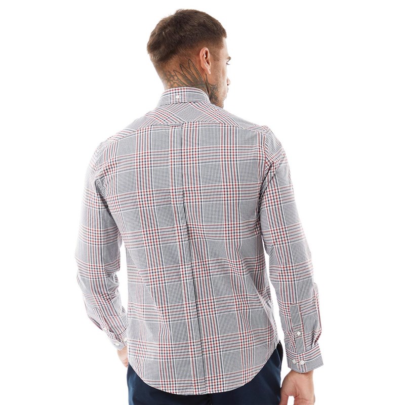 Ben Sherman Herren Mixed Scale Hemd mit langem Arm Rot kariert