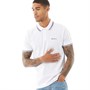 Ben Sherman Mens Short Sleeve Wide Twin Tipped Polo White Navy Tip