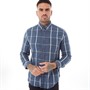 Ben Sherman Mens Herringbone Oversized Check Shirt Dark Blue