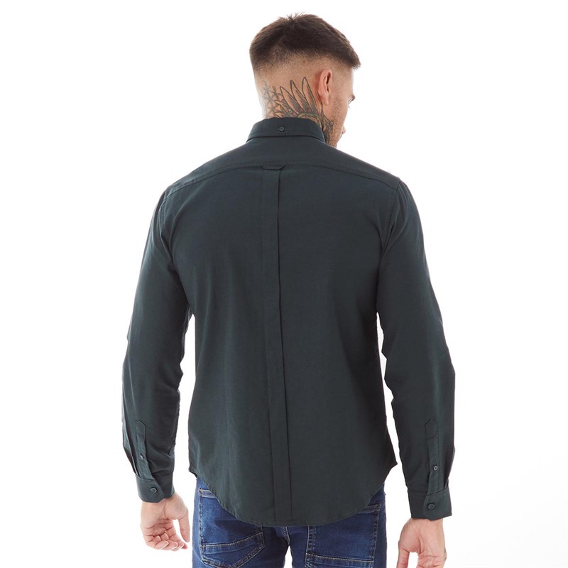 Ben Sherman Mens Long Sleeve Oxford Shirt Dark Green