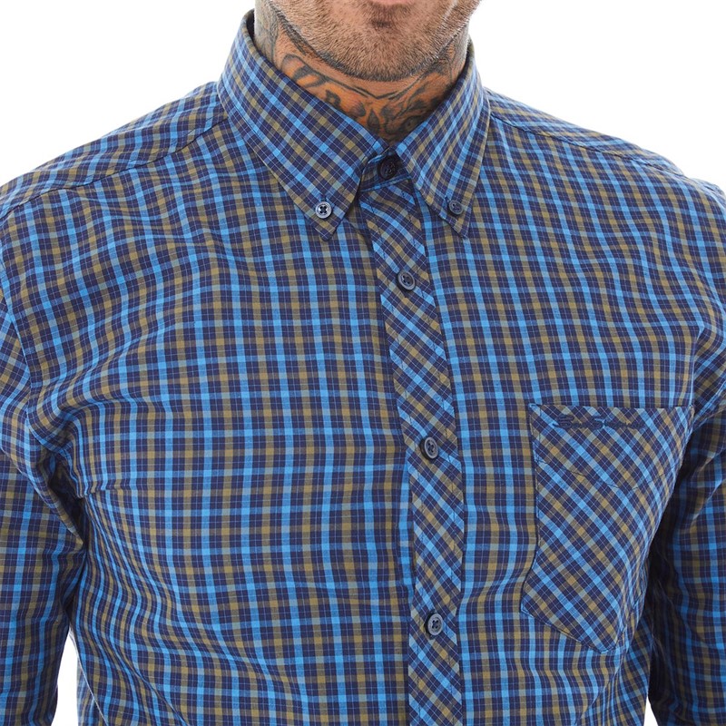 Ben Sherman Mens Long Sleeve House Check Shirt Hemp