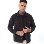 Ben Sherman Heren Twill Cotton Patch Overhemden met lange mouwen Zwart