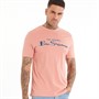 Ben Sherman Mens Flocked Large Logo T-Shirt Dark Pink