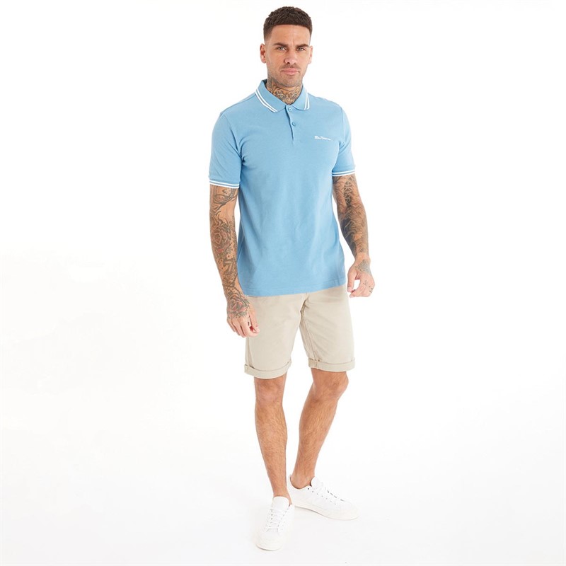Ben Sherman Mens Twin Tipped Polo Kingfisher