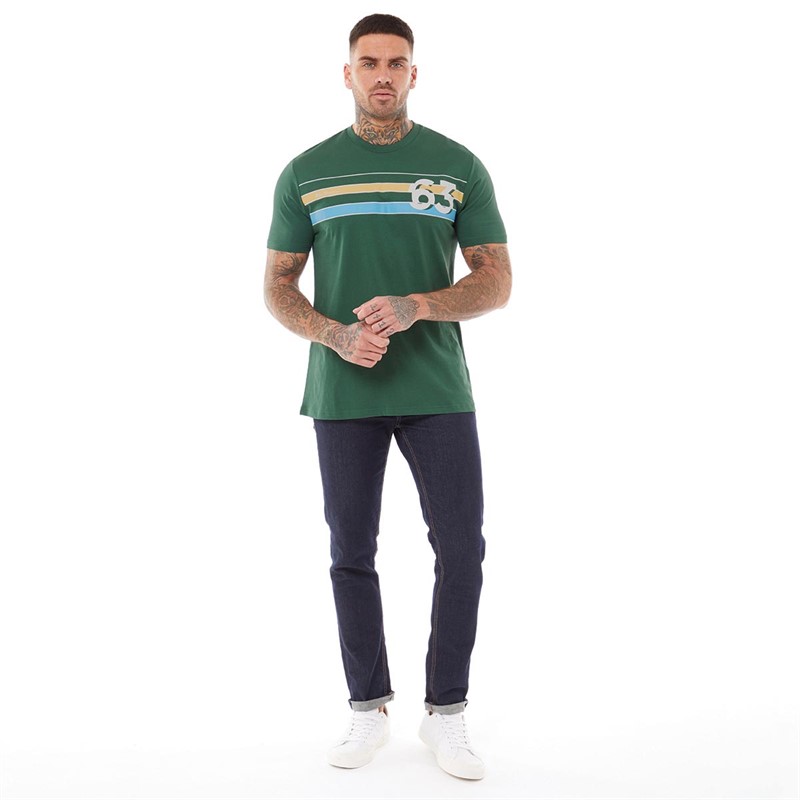Ben Sherman Mens 1963 Retro Stripe T-Shirt Trekking Green