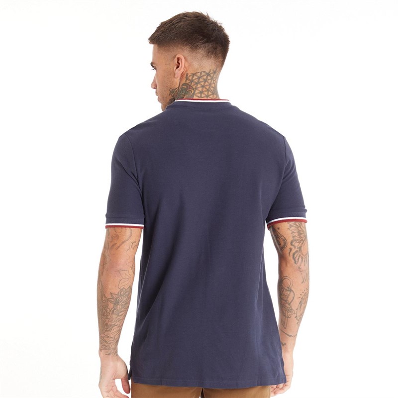 Ben Sherman Mens Pique Ringer T-Shirt Dark Navy