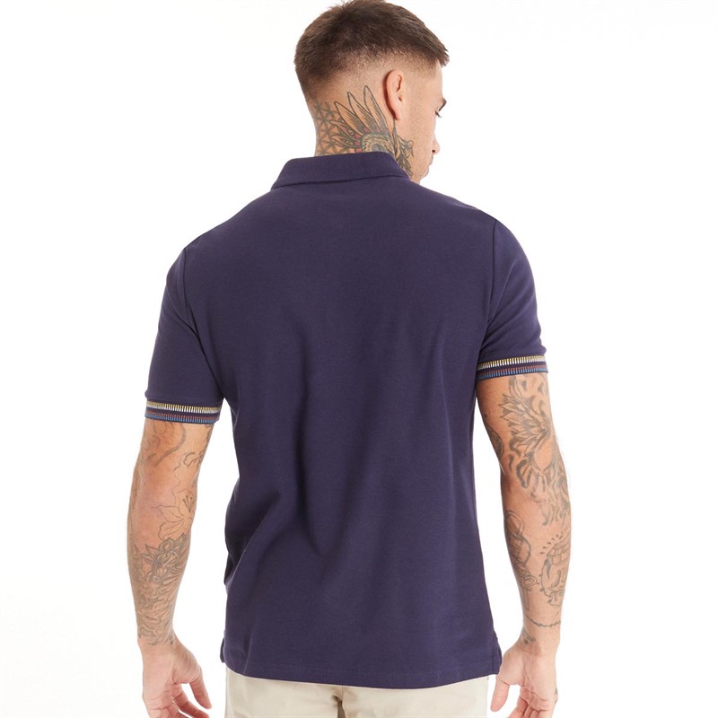 Ben Sherman Mens Placket Interest Polo Marine