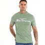 Ben Sherman Mens Flocked Large Logo T-Shirt Grassgreen