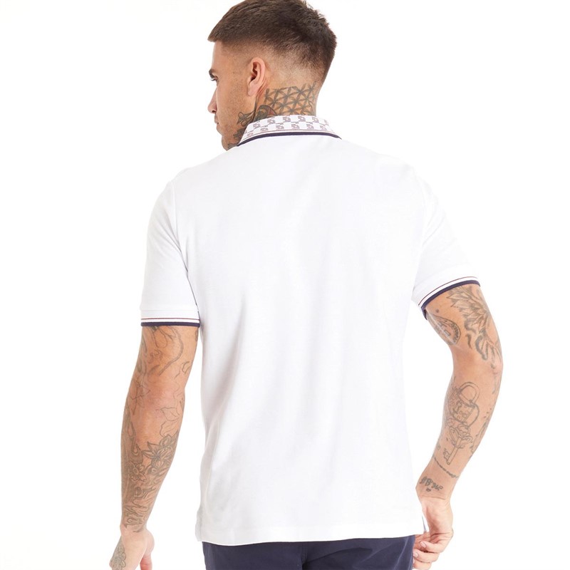 Ben Sherman Mens Collar Interest Polo White