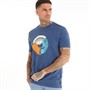 Ben Sherman Mens Music Mash Print T-Shirt Blue Denim