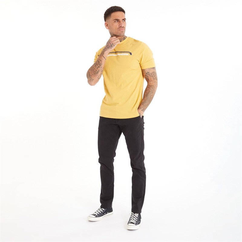 Ben Sherman Mens Printed Chest Stripe T-Shirt Butter Scotch