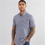 Ben Sherman Mens Oxford Overcheck Shirt Blue Denim