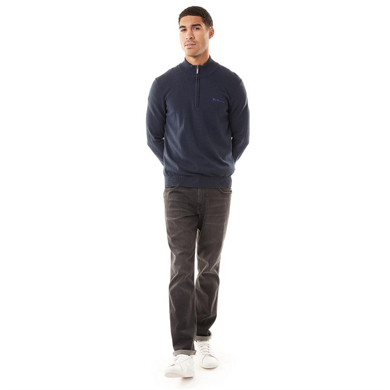 Ben Sherman Mens 1/4 Zip Funnel Jumper Navy