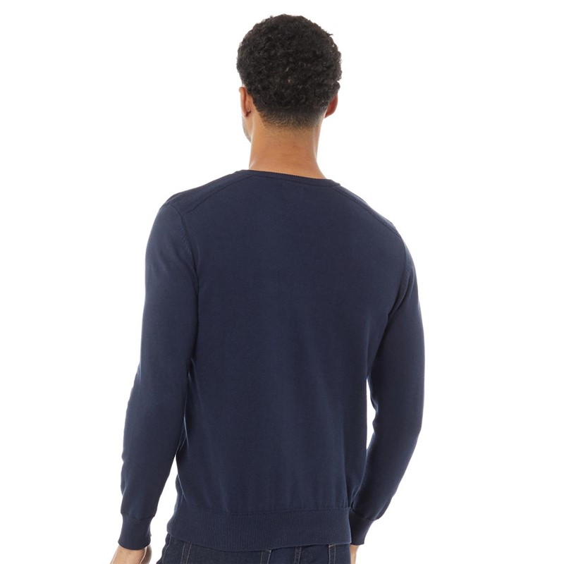 Ben Sherman Mens Stitch Detail Crew Neck Sweatshirt Navy