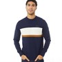 Ben Sherman Mens Chest Stripe Crew Neck Sweatshirt Marine