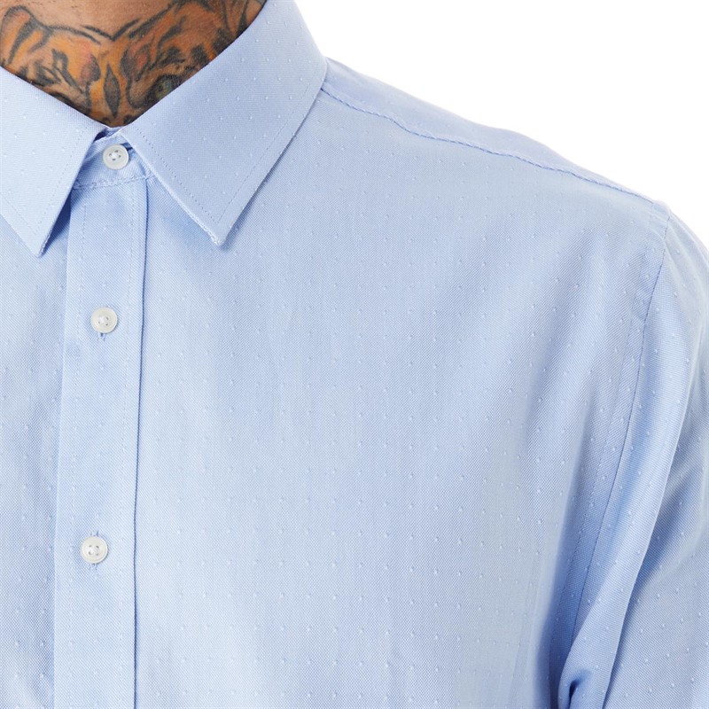 Ben Sherman Mens Dobby Formal Shirt Blue