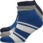 Ben Sherman Mens Stone Street Three Pack Trainer Liner Socks Grey Marl/Blue/Navy Stripe