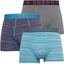 Ben Sherman Mens Jace Three Pack Trunks Blue/Red/Charcoal Stripe