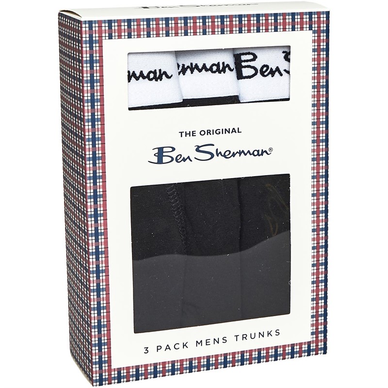 Ben Sherman Mens Bron Three Pack Trunks Black
