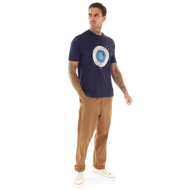 Ben Sherman Mens Smashed Record T-Shirt Marine