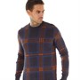 Ben Sherman Mens Jacquard Crew Neck Jumper Dark Navy