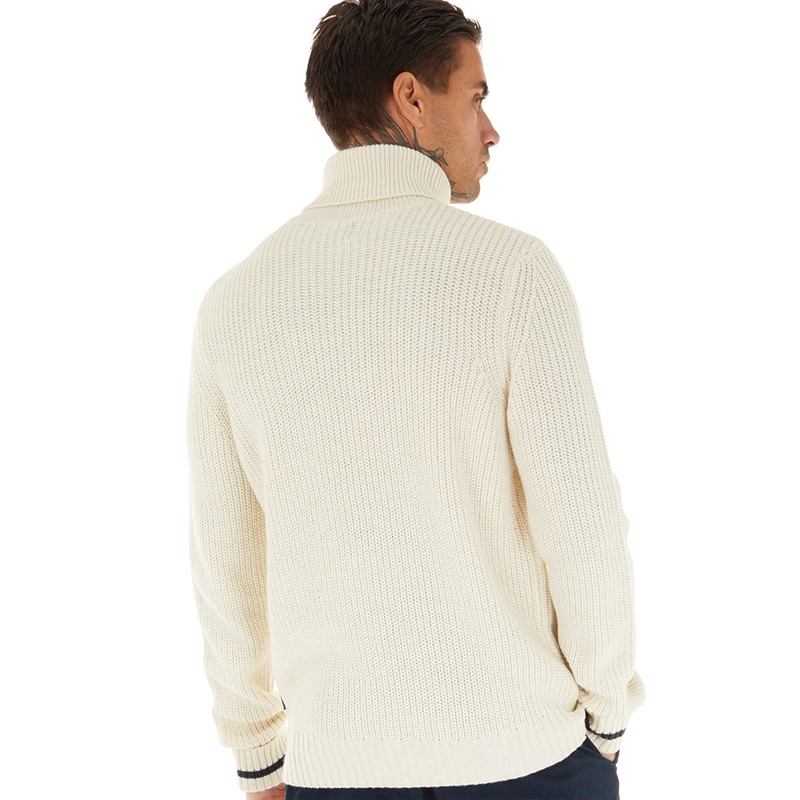 Mens ecru roll hot sale neck jumper