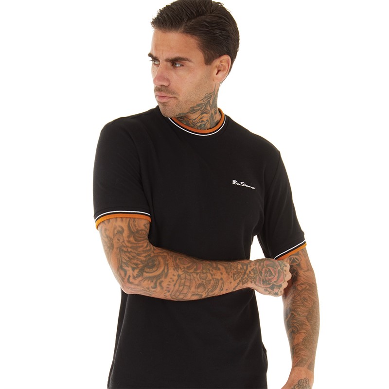 Ben Sherman Mens Pique T-Shirt Black