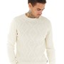 Ben Sherman Mens Cable Crew Neck Jumper Ecru