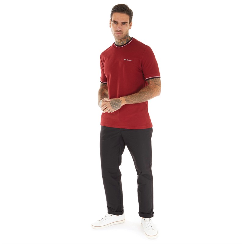 Ben Sherman Mens Pique T-Shirt Red