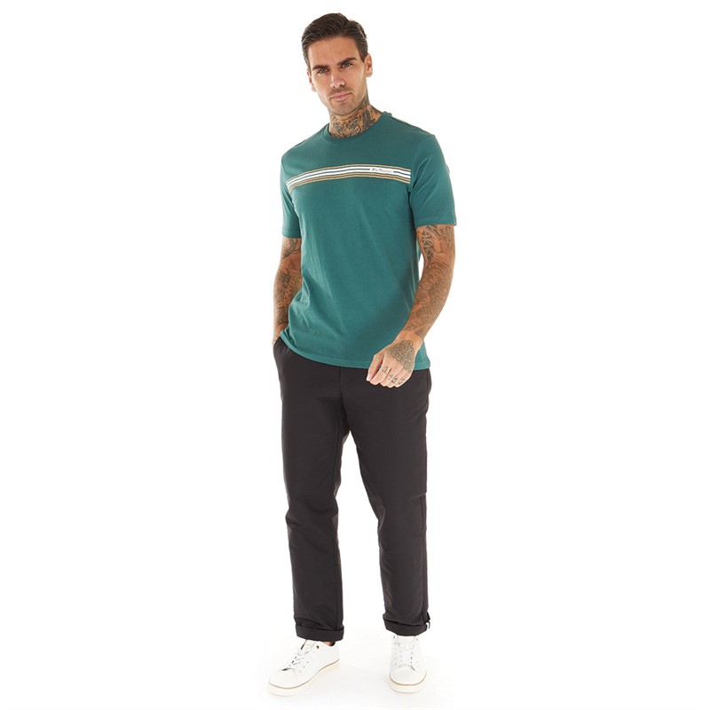 Ben Sherman Mens Core Stripe T-Shirt Dark Emerald