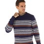 Ben Sherman Mens Fairisle Crew Neck Jumper Marine