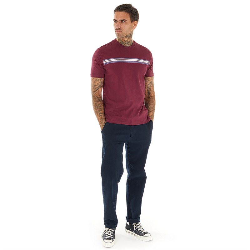 Ben Sherman Mens Core Stripe T-Shirt Wine