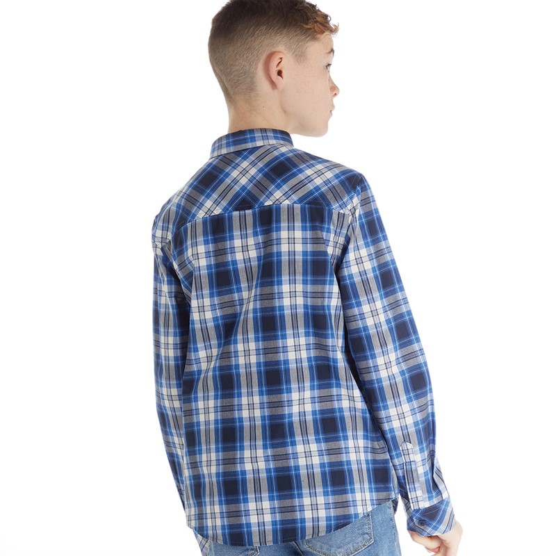 Ben Sherman Boys Casual Check Shirt Bright Cobalt