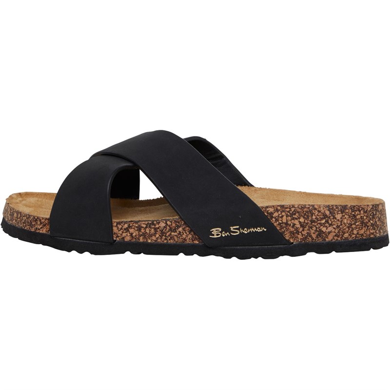 Ben Sherman Mens Hayling Cross Strap Sandals Black