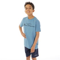 Ben Sherman Boys Script T-Shirt And Shorts Set Provincial Blue