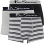 Ben Sherman Mens Avery Three Pack Trunks Black/Grey Stripe/Grey Marl
