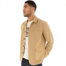 Ben Sherman Mens Linen Blend Chore Jacket Light Brown