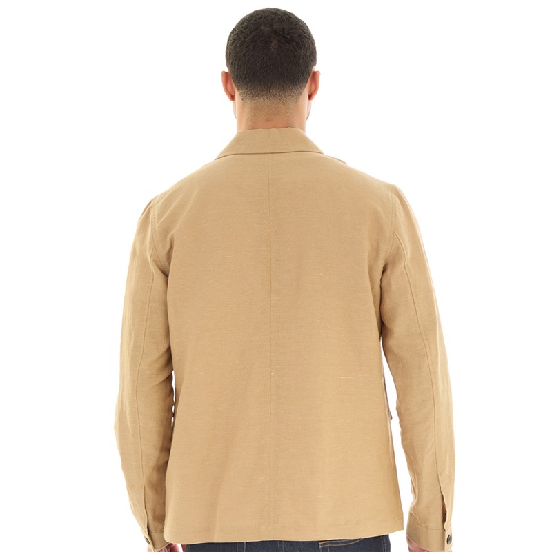 Ben Sherman Mens Linen Blend Chore Jacket Light Brown