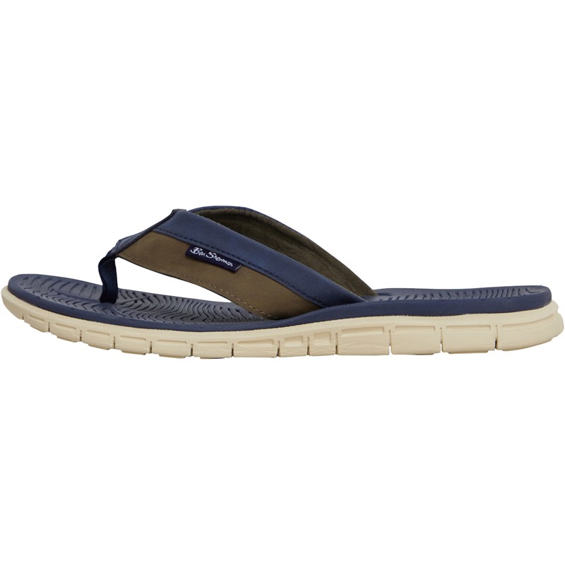 Ben Sherman Mens Surfside Flip Flops Navy/Khaki