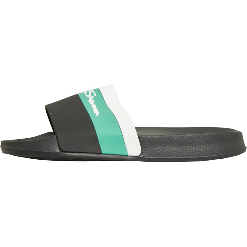 Ben Sherman Mens Colwell Sliders Black/Green/White