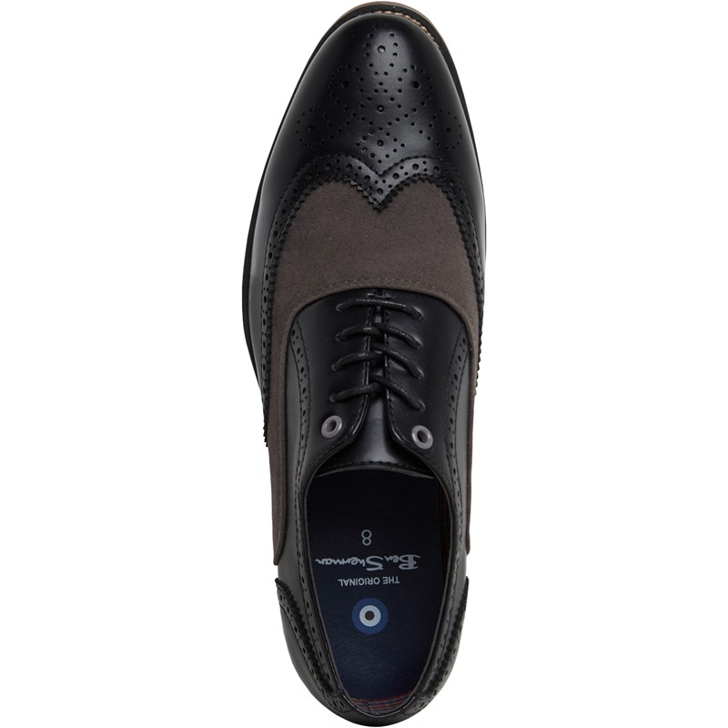 Ben Sherman Mens Dekka Brogue Shoes Black/Grey