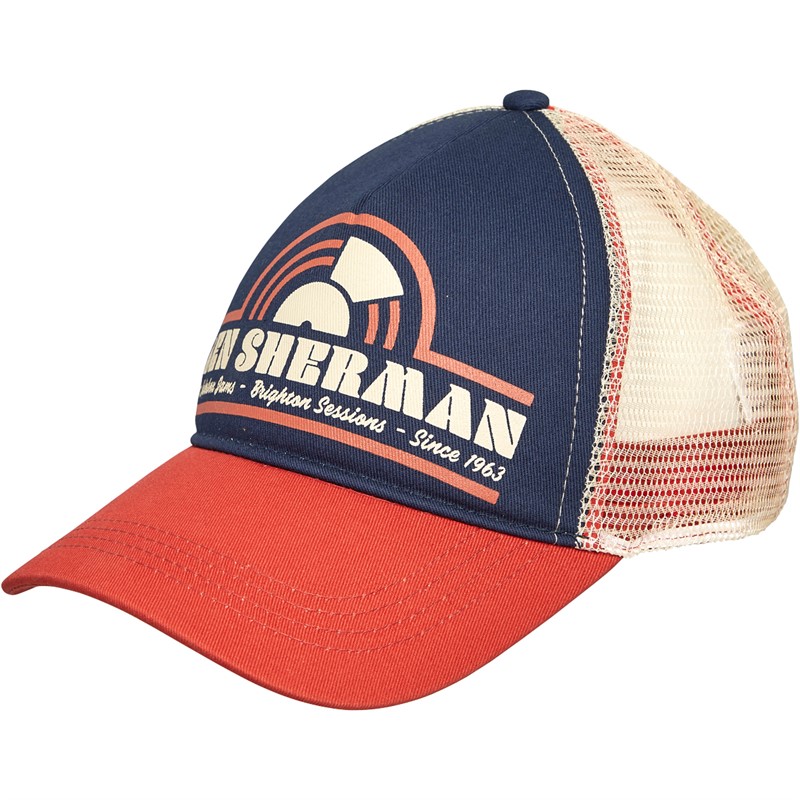 Ben Sherman Mens Chesterfield Juke Box Jams Trucker Cap Orange Rust/Crème Brulee/Eclipse