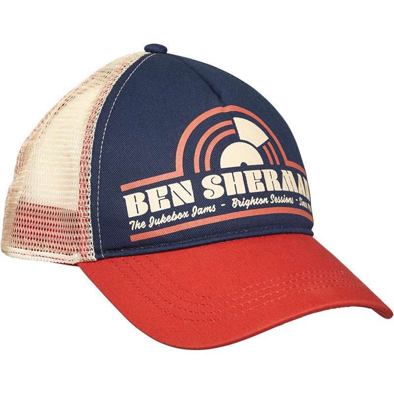 Ben Sherman Mens Chesterfield Juke Box Jams Trucker Cap Orange Rust/Crème Brulee/Eclipse