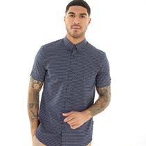 Ben Sherman Mens Spot Dash Print Short Sleeve Shirt Marine