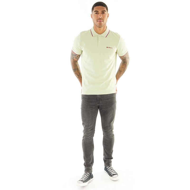 Ben Sherman Mens Twin Tipped Polo Pistachio