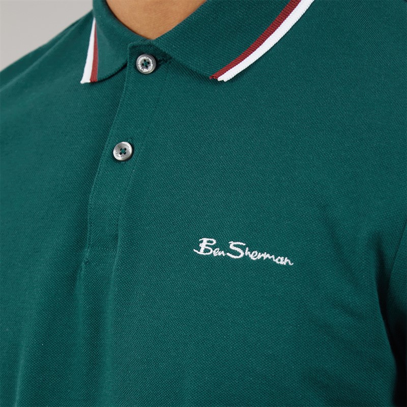 Ben Sherman Mens Twin Tipped Polo Shirt Jade
