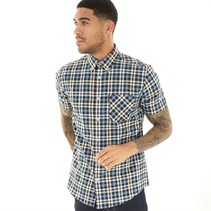 Ben Sherman Mens Gingham Overcheck Short Sleeve Shirt Midnight