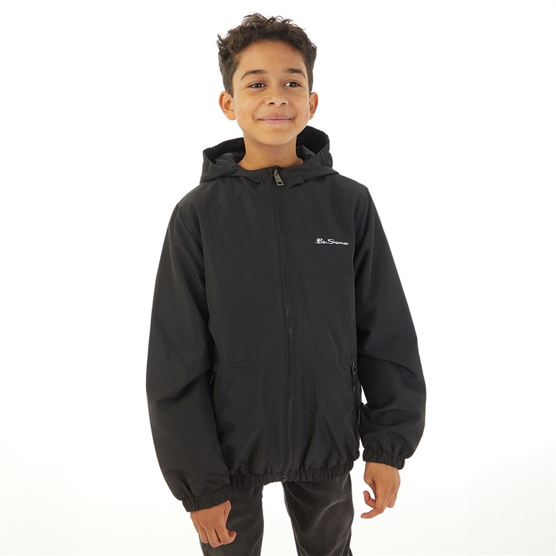 Ben Sherman Boys Hooded Windcheater Jacket Black